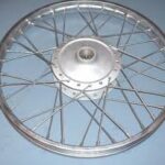 Yamaha FS1-E, FS1 (1975-90) Front wheel with L/H Brake Plate (premium product) (SPEEDO DRIVE IS FLUSH WITH HUB AND X2 TAGS **TYPE NOT STICKING OUT BY 12MM**