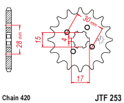 FRONT SPROCKET 253-12 HONDA MB/MT50, C50, SS50 ETC