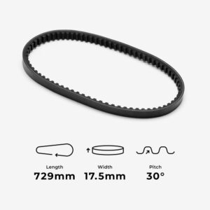 DRIVE BELT 729 X 17.5 X 8.5, SCOOTER DRIVE BELT 729mm LONG X 17.5mm WIDE X 8.5mm THICK (SEE FITMENT LIST) DB729X17.5X30P