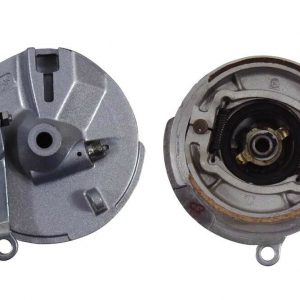SUZUKI AP50, A50P, GP100 FRONT BRAKE HUB PLATE INC SPEEDO DRIVE, SHOES ETC (NOS)