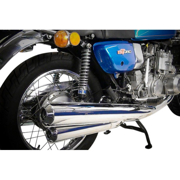 SUZUKI GT750 M/A/B 75-77 KETTLE FULL EXHAUST SYSTEM CHROMED OEM REPLICA - Image 3
