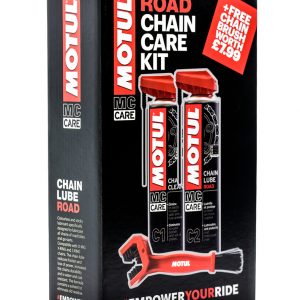 Motul Oil & Lubricant Chain Care Pack C1 (400ml) & C2 (400ml) + Free Chain Brush!