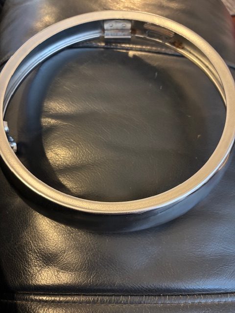HEADLIGHT RIM 180mm Clip in Top with X2 Screw Fitting each Side at Bottom Chrome