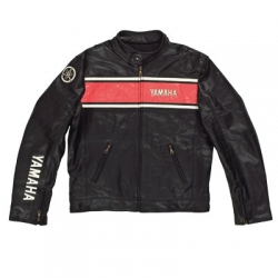 YAMAHA GENUINE No1 LEATHER JACKET BLACK / RED WOMAN (SIZE S) 55cm ARMPIT TO ARMPIT
