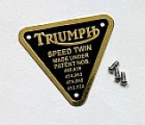 Triumph Engine Patent Plate - Pre Unit Speed Twins (1938 to 1962)