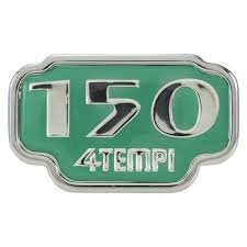 VESPA ET4 150 LEADER GLOVE BOX BADGE EMBELEM (150 4TEMPI) GENUINE STICL ON PART No 577124