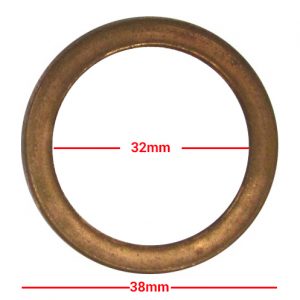 EXHAUST GASKET COPPER OD 38mm, ID 32mm, THICKNESS 1.60mm