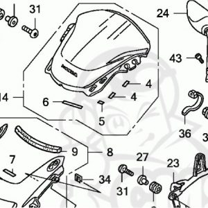 HONDA CB1300S RANGE WINDSCREEN DAMPER CUSHION C GENUINE (No6 IN PICTURE) 64204-MEJ-J00