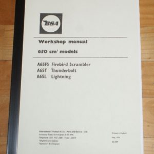 BSA A65 Oil In Frame Models 650cc SERVICE MANUAL OEM: 00-4189