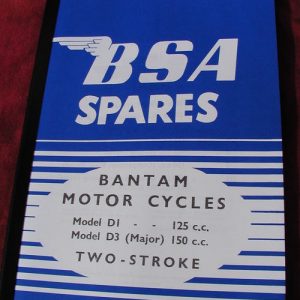 BSA Bantam D1 125cc, D3 Major 150cc Rigid spring and competitive frame(1954) PARTS BOOK
