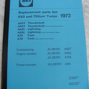 BSA A65, A70 (1972) PARTS BOOK OEM: 00-5733