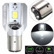 MOTORCYCLE LED HEADLIGHT 12V BA20D BOSCH CAP REPLACEMENT BULB HI/LO BEAM WHITE LIGHT