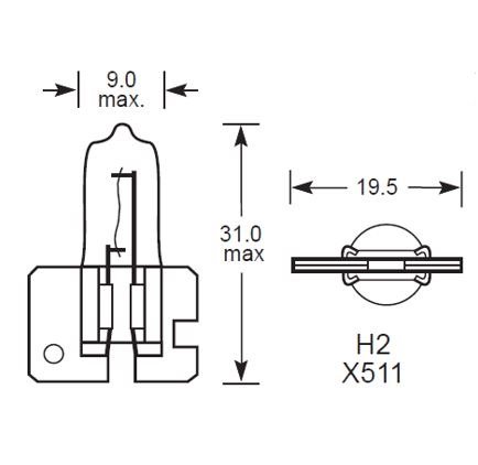 12 Volt 100W H2 X511 base Head, Spot & Fog bulb B479 - Image 3