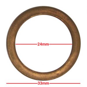 Exhaust Gaskets Flat Copper OD 33mm, ID 24mm, Thickness 4mm (each)