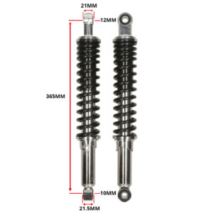 HONDA MT50, HONDA MB50 REAR SHOCK ABSORBERS 365mm Long black/chrome (PAIR) MMP11167