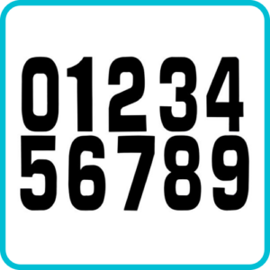 Black Race Number Stickers Set – (0–9) | 15cm (6") | Pack of 1000