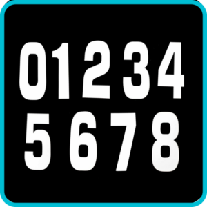 WHITE RACE NUMBER VINYL STICKER SET (0–9 – ISDE 5.25in - EACH