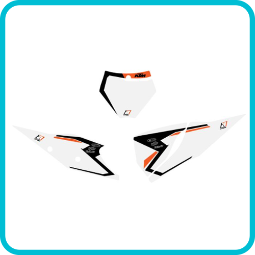 KTM SX/EXC BLACK AND WHITE GRAPHIC PRE-CUT BACKGROUNDS, MX STYLE, BLACKBIRD 6509N