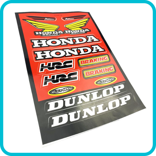 STICKER SET SHEET HONDA / DUNLOP, SIZE. 230mm X 330mm, 122008145