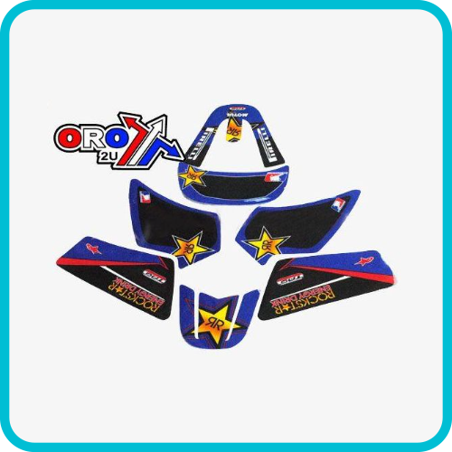 YAMAHA PW50 ROCKSTAR BLUE RED BLACK STICKER SET