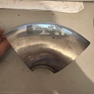 EXHAUST BEND 4" (101mm) 90* STAINLESS STEEL OUTSIDE RADIAS LENGTH 215mm INNER RADIUS LENGTH 50mm (EACH)