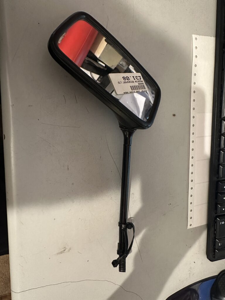 HONDA CB125 TWIN ETC L/H MIRROR OBLONG BLACK CHROME NOS 10MM MMP580400