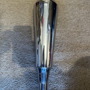 UNIVERSAL SHORT CONE SILENCER INLET 38mm LENGH 450mm IN POLISHED STAINLESS (SEE SPEC IN DISCRIPTION) MMPUNISILPOL